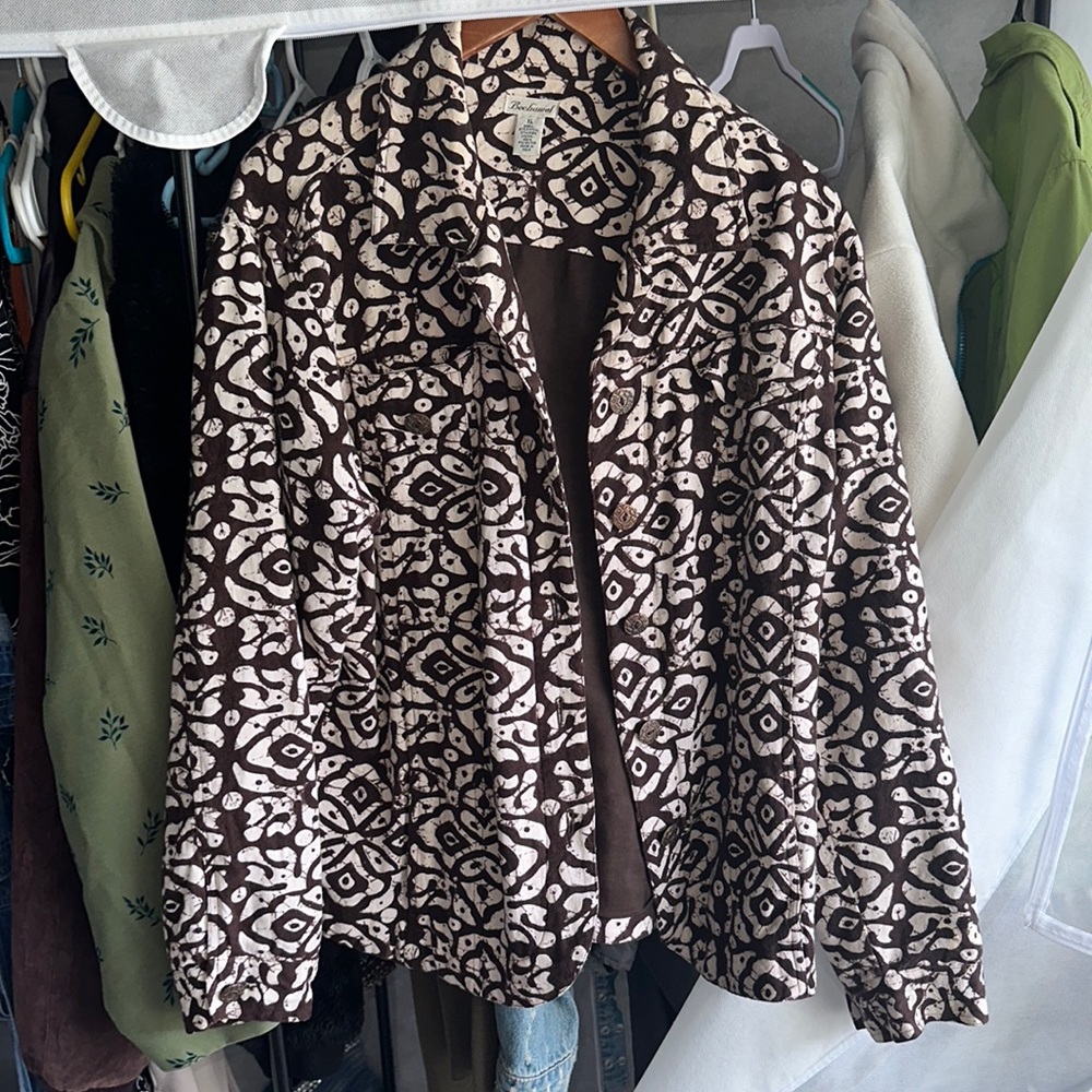 Brown and White Printed Jacket